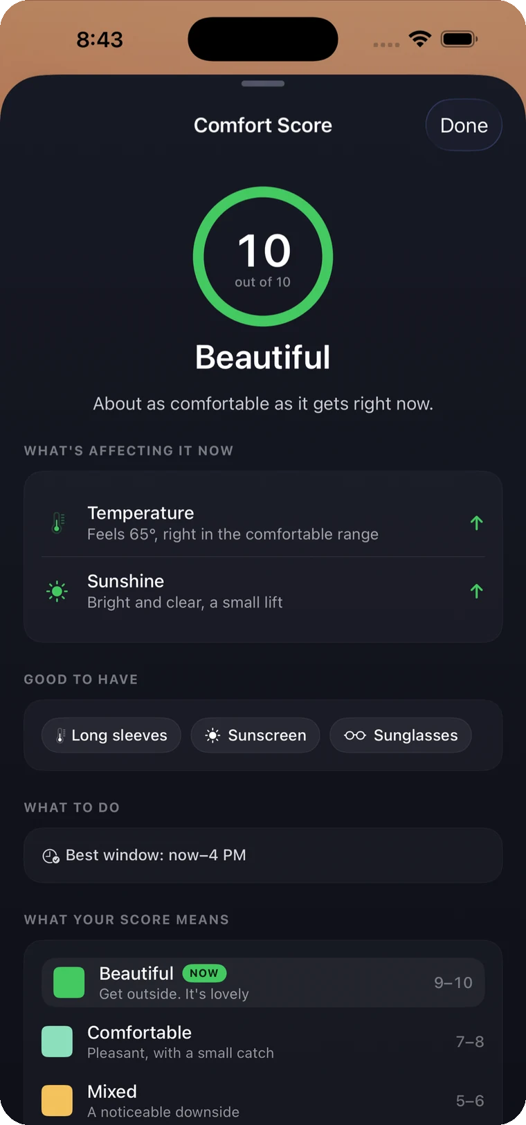 FeelsLike — the day mapped by comfort